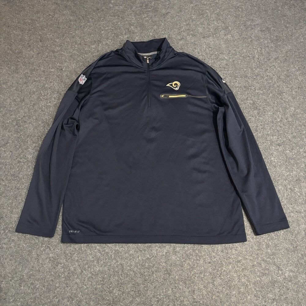 St Louis Rams Nike 1/2 Zip Pullover Sweater Navy Blue Mens Size 2XL